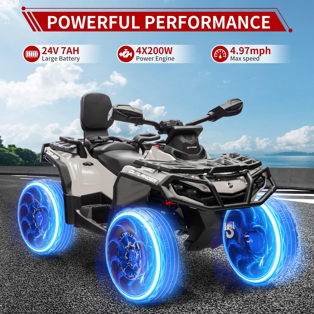 24V 2 Seater 4WD Electric ATV Toy Car with Bluetooth O3197