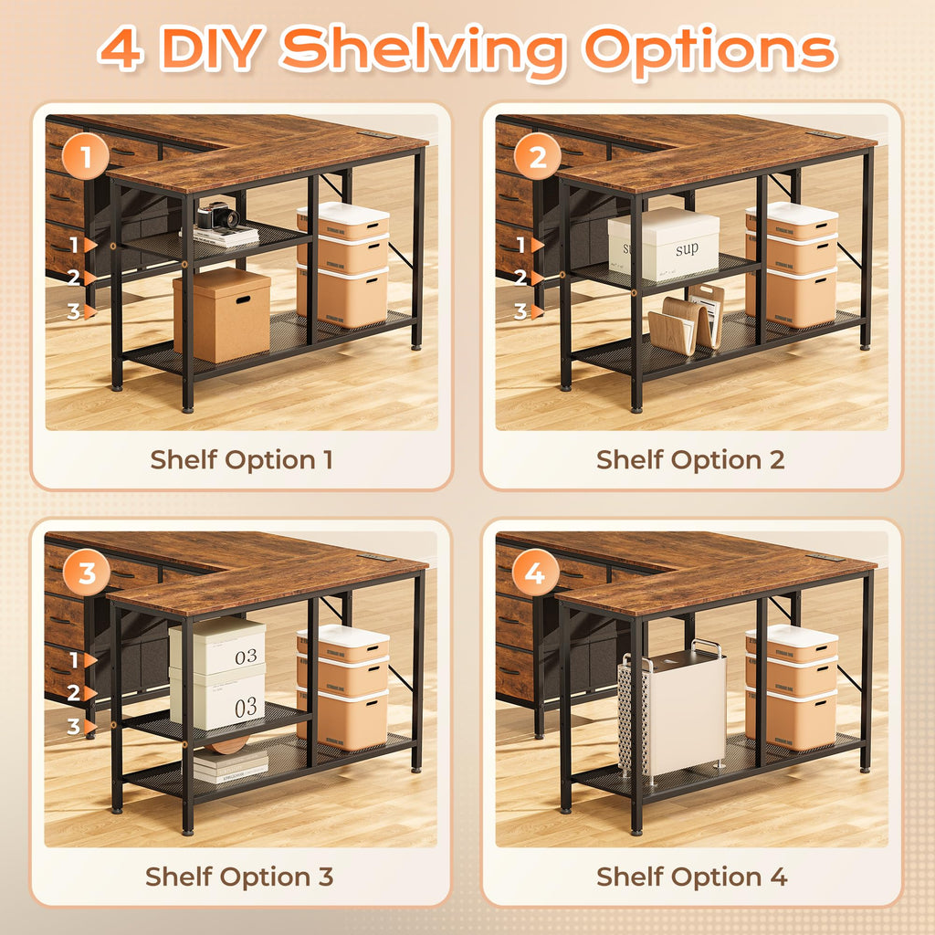 47 Inch L Shaped Desk with Power Outlets Z805