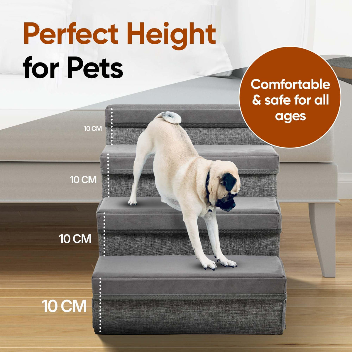 Foldable Pet Stairs with Storage J555