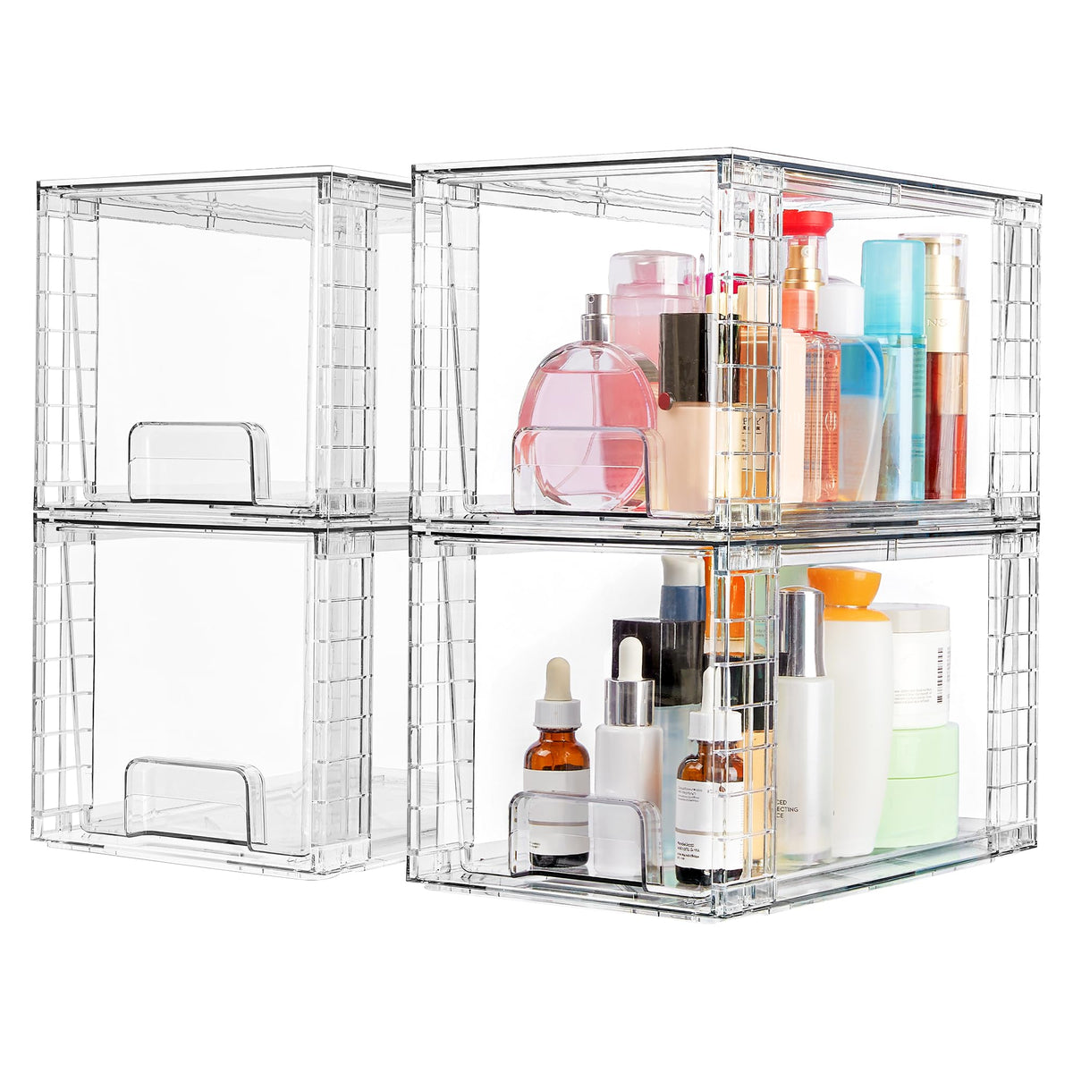 4 Pack Large Stackable Clear Storage Drawers U826032