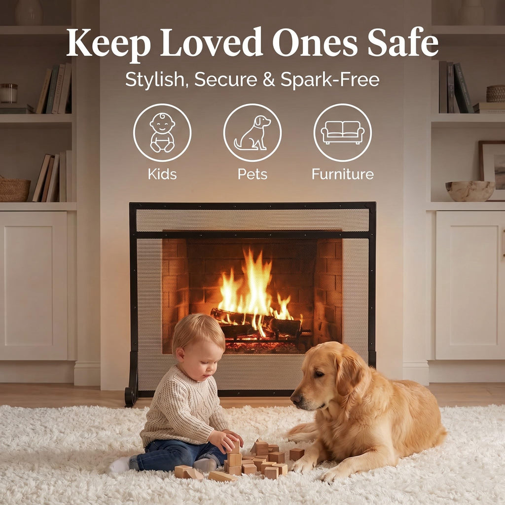 Black Metal Fireplace Screen H815