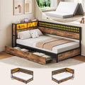 Twin Corner Bed Frame with Mattress and 2 Storage Drawers L24089