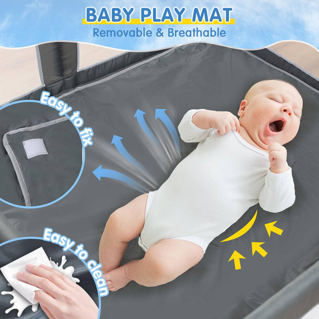 Foldable Baby Playpen with Mat Q394