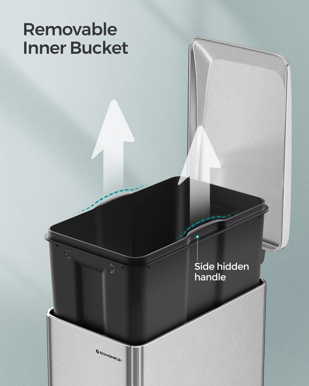 13 Gallon Stainless Steel Kitchen Trash Can with Lid R6545