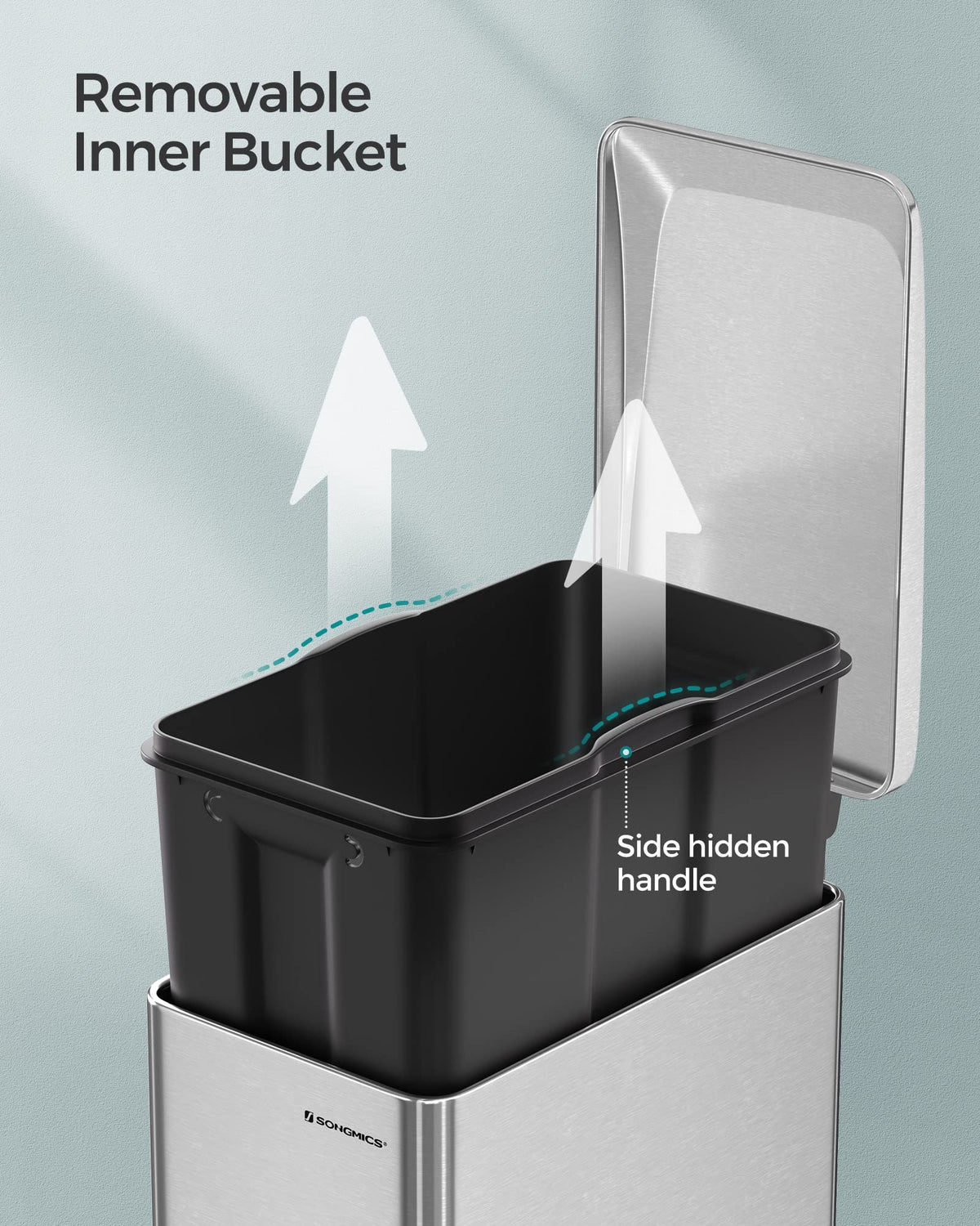 13 Gallon Stainless Steel Kitchen Trash Can with Lid R6545