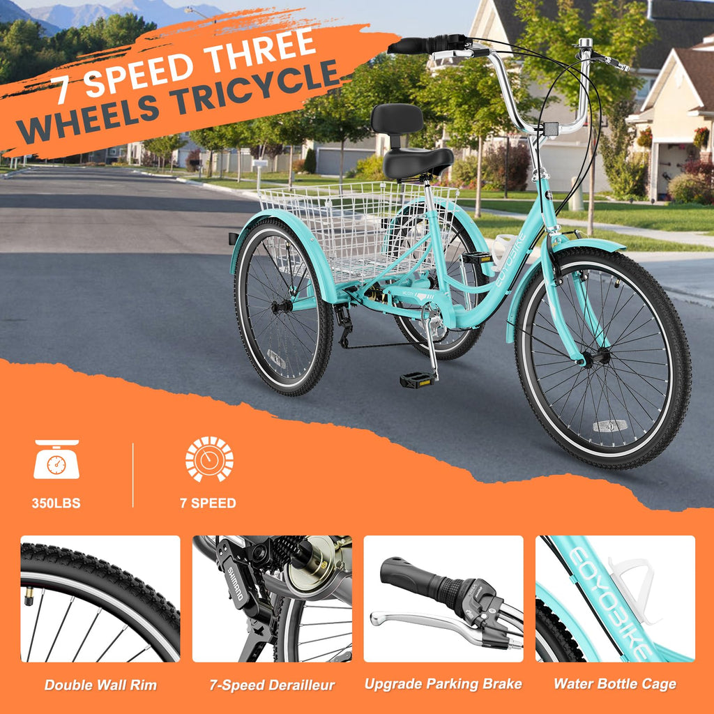 7 Speed 3 Wheel Bike with Basket L94507
