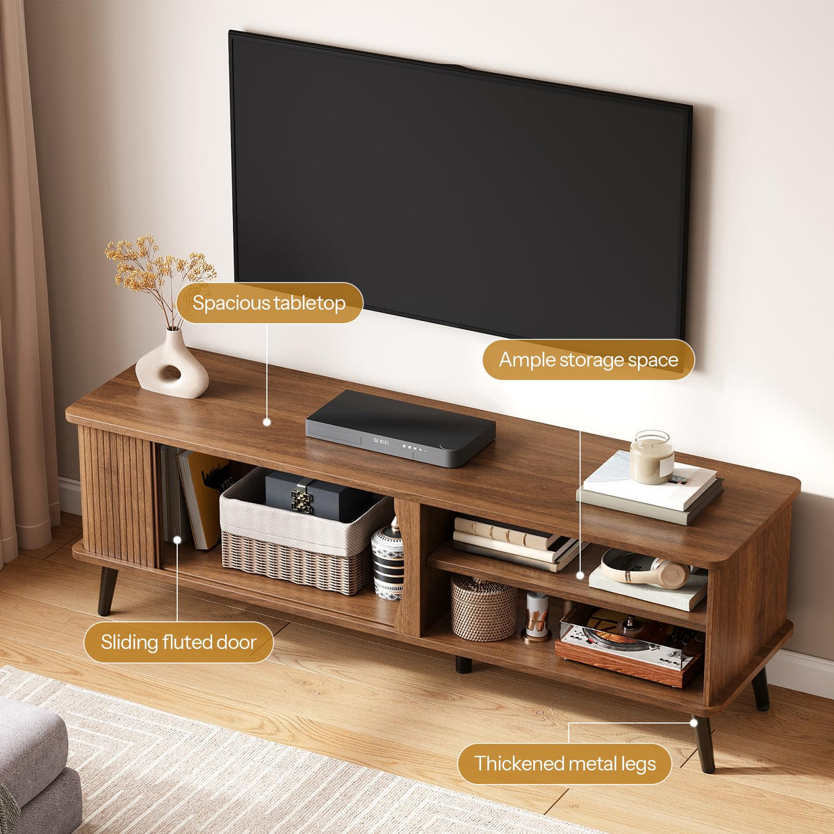 Mid Century Modern TV Stand with Storage R384594