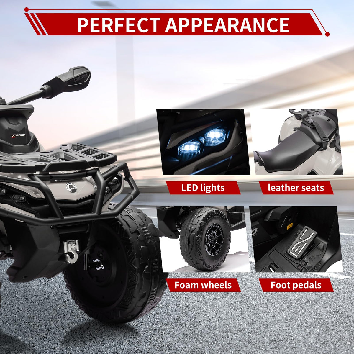 24V 2 Seater 4WD Electric ATV Toy Car with Bluetooth O3197