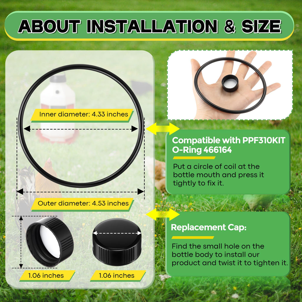10 Replacement Cap 4 O Ring Black Poultry Waterer Part F8174