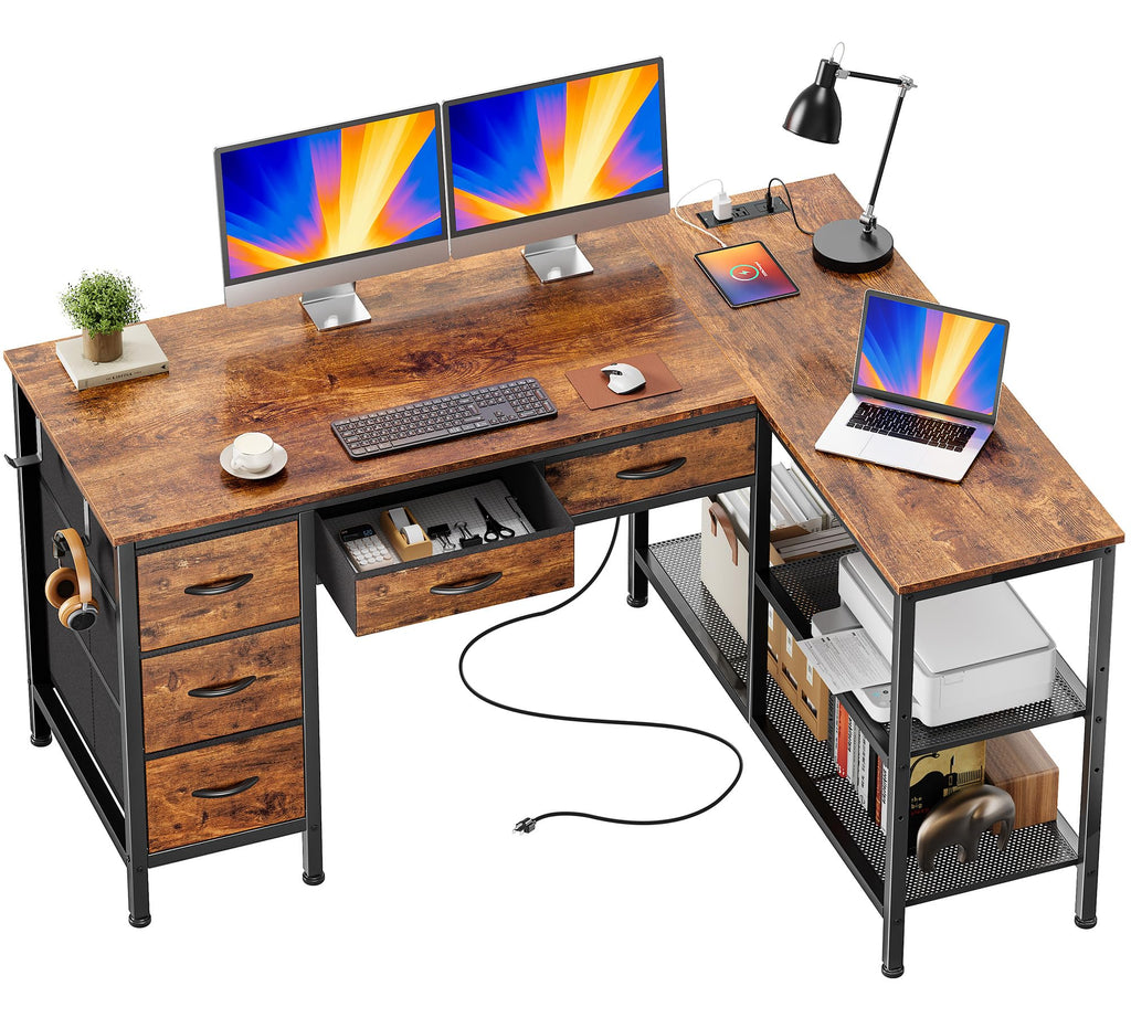 47 Inch L Shaped Desk with Power Outlets Z805