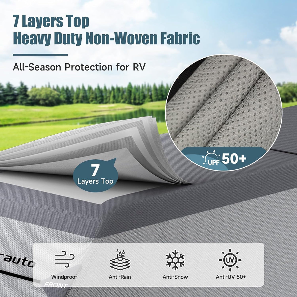 8-10ft Waterproof 7 Layers Truck Camper RV Cover S15290