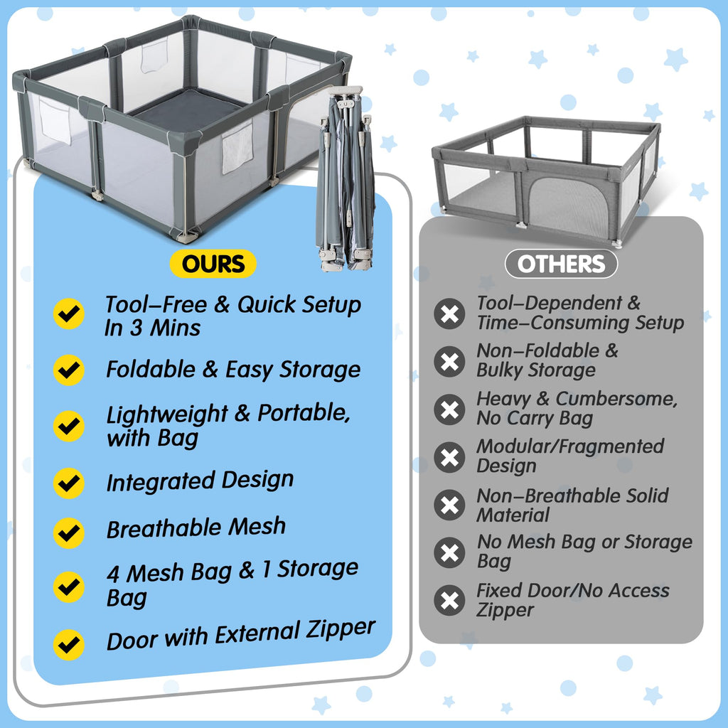Foldable Baby Playpen with Mat Q394