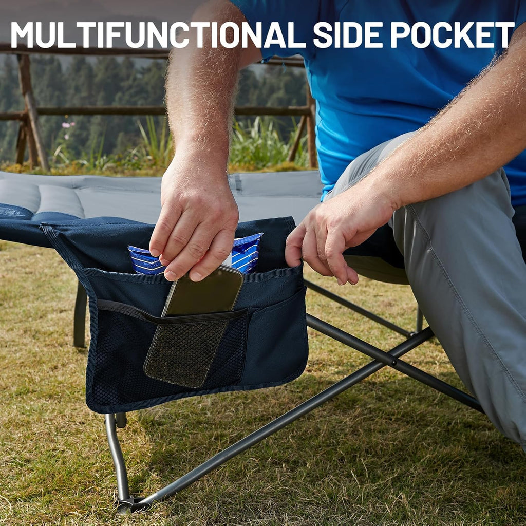 31.8" Extra Wide Heavy Duty Camping Cot with Carry Bag, Blue, 2 Pack J478