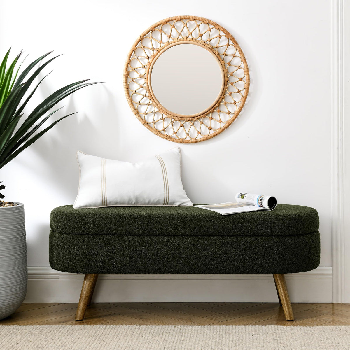 Green Oval Storage Ottoman Bench D678042