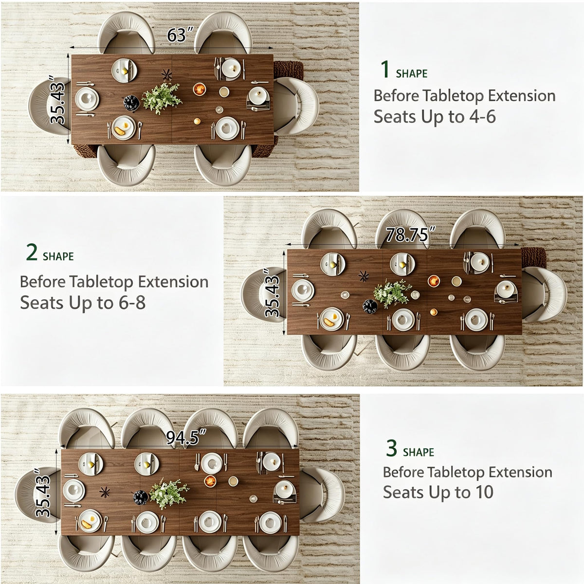 Extendable Dining Table Set for 8 E57538