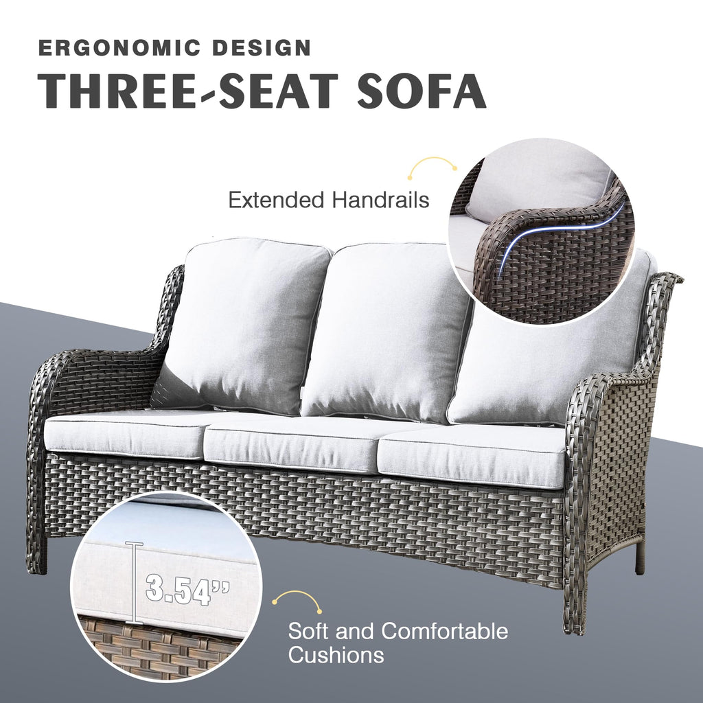 6 Piece Wicker Patio Furniture Set with Fire Pit Table V735
