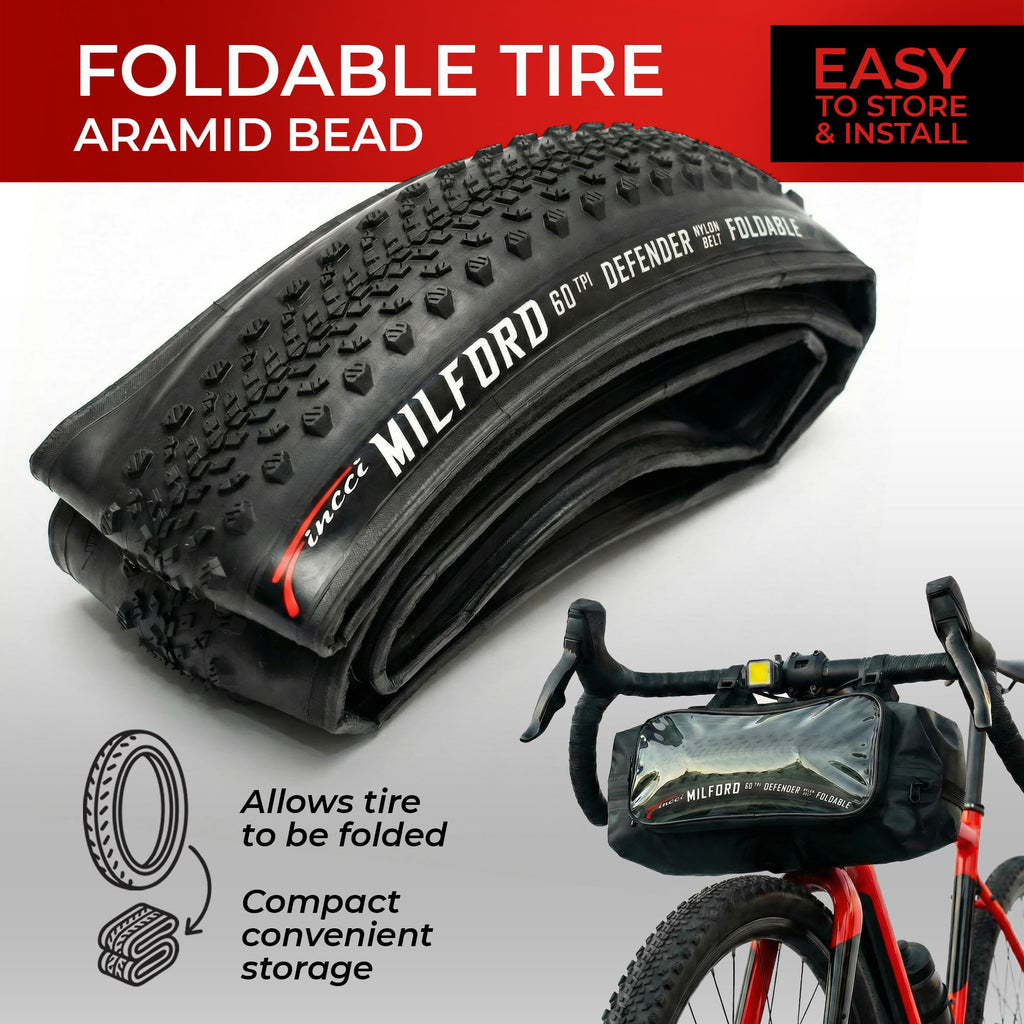 700x40c Gravel Bike Tire & Tubes Schrader Foldable 28" B277662