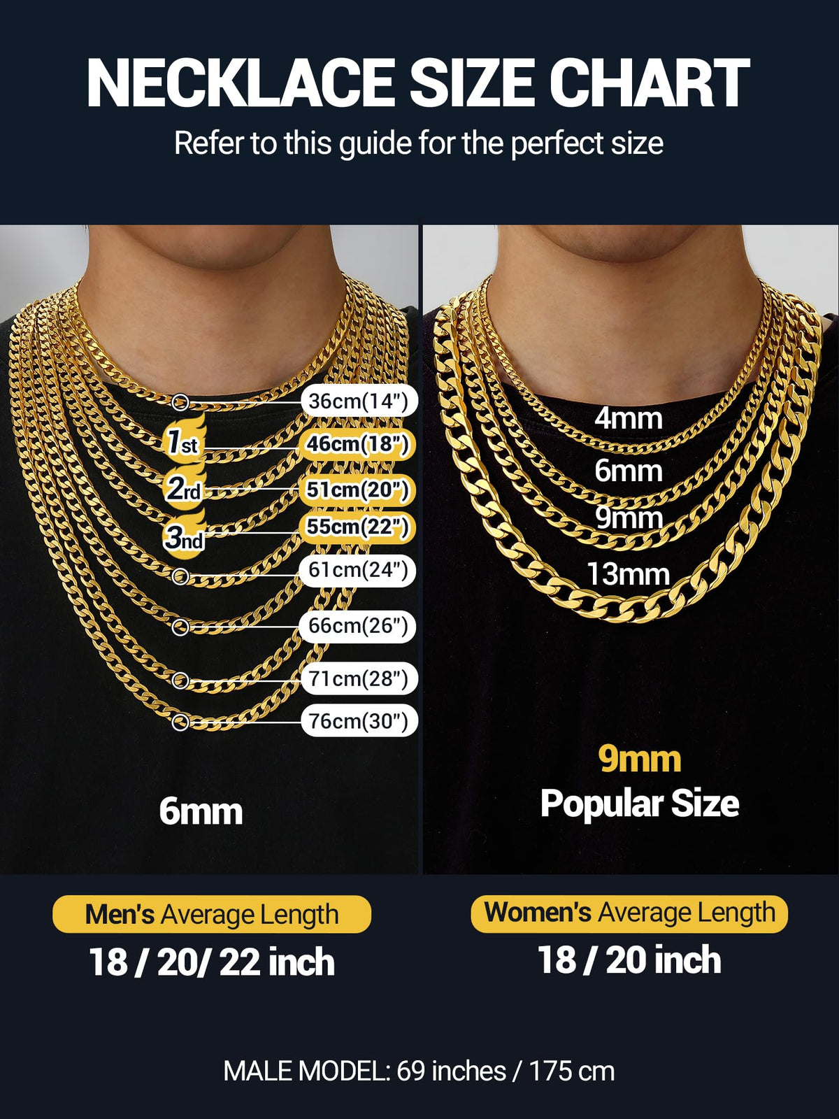 316L Stainless Steel Cuban Link Chain Necklaces Y460