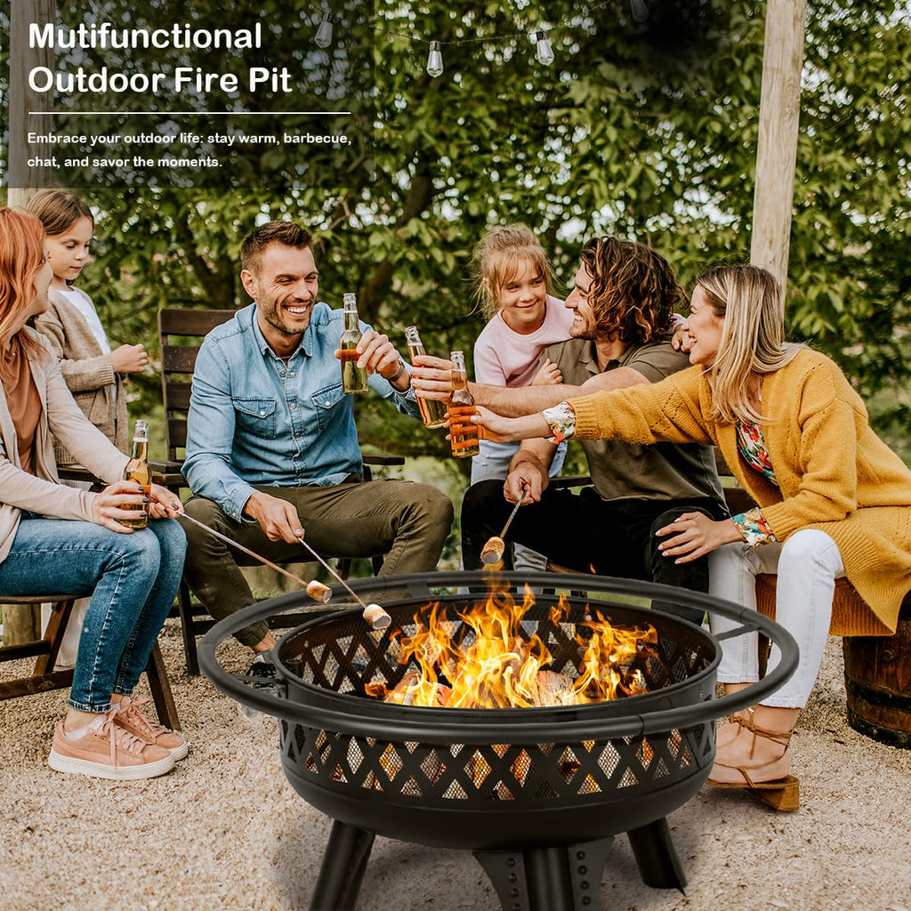 32 Inch Outdoor Fire Pit with Grill L750587