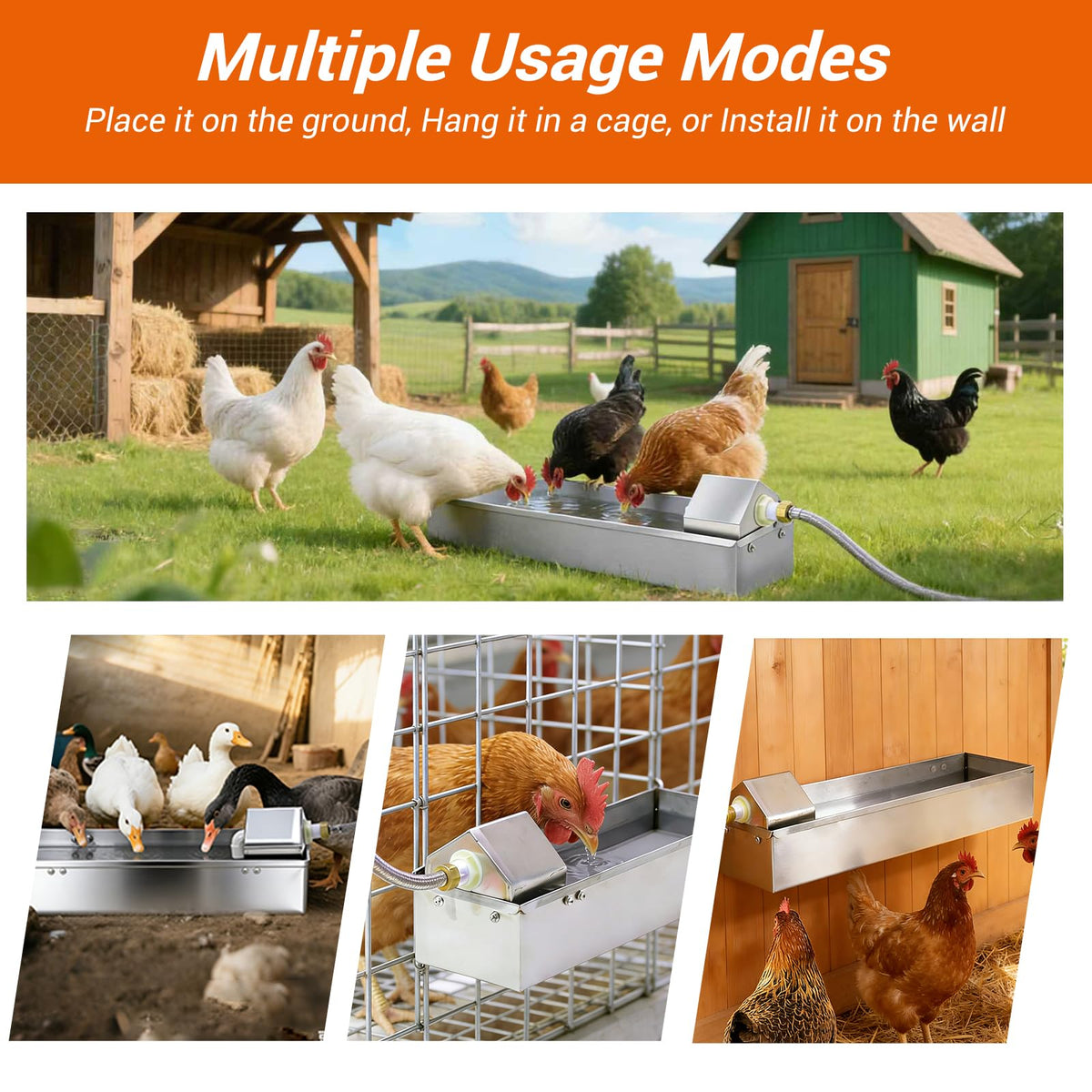 1 Gallon Stainless Metal Automatic Chicken Waterer Dispenser G601773