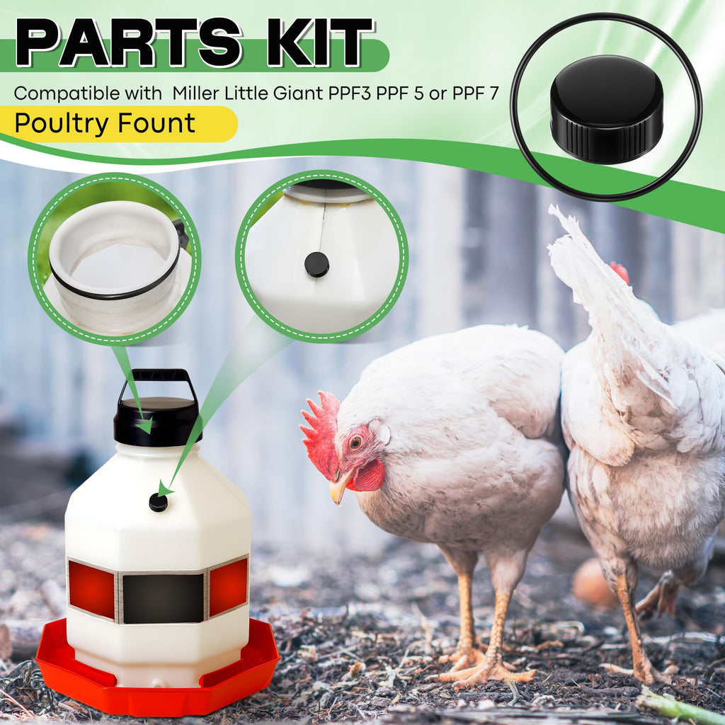 10 Replacement Cap 4 O Ring Black Poultry Waterer Part F8174