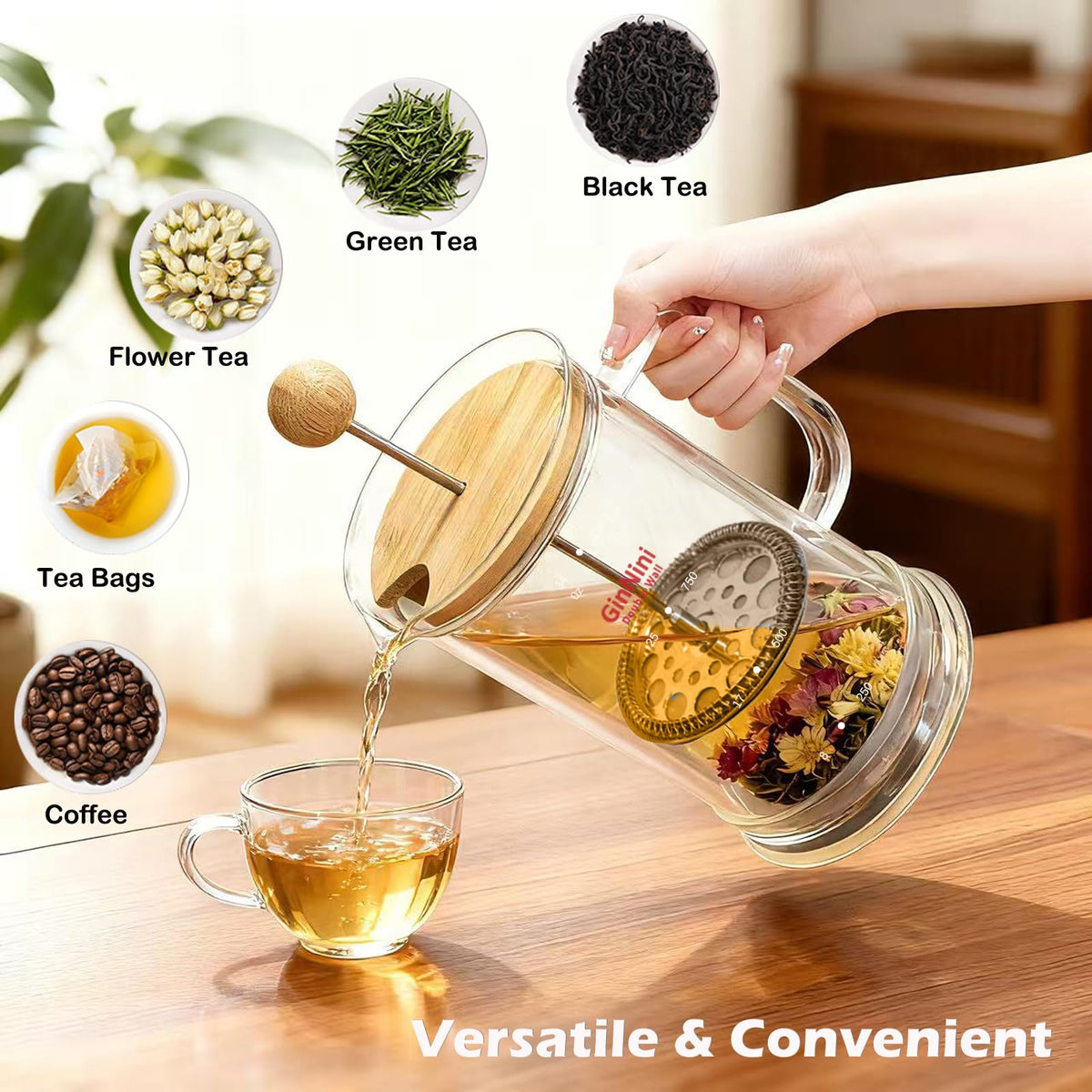 34oz Double-Wall Glass French Press K10216