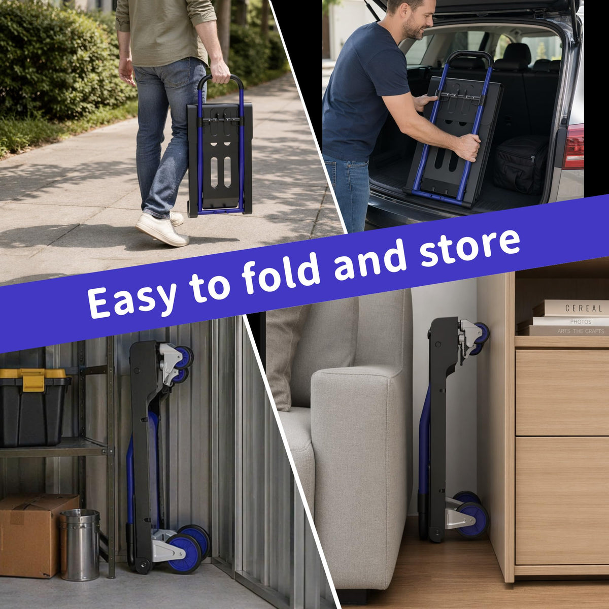 3-in-1 Folding Hand Truck 330lbs Portable Dolly Cart with Adjustable Handle J12195