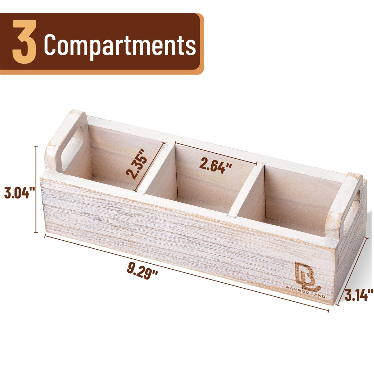 Wooden 3 Slot Tea Bag Organizer E6361