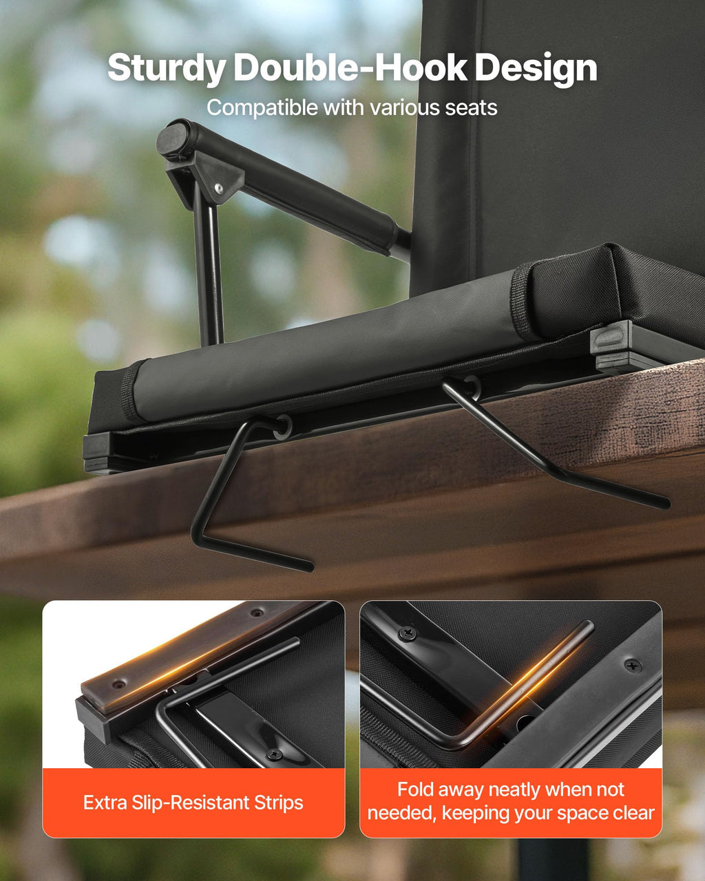 Portable Bleacher Seat with Armrest, Back Support and Cup Holder, Black D3343