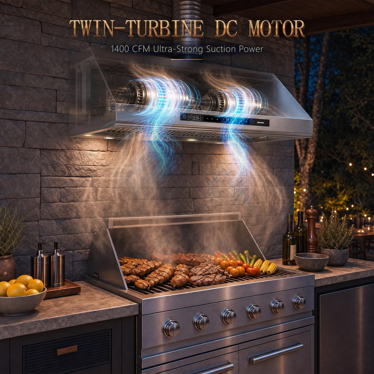 48 Inch Outdoor Range Hood with 4-Speed Fan and LED Lights J30154