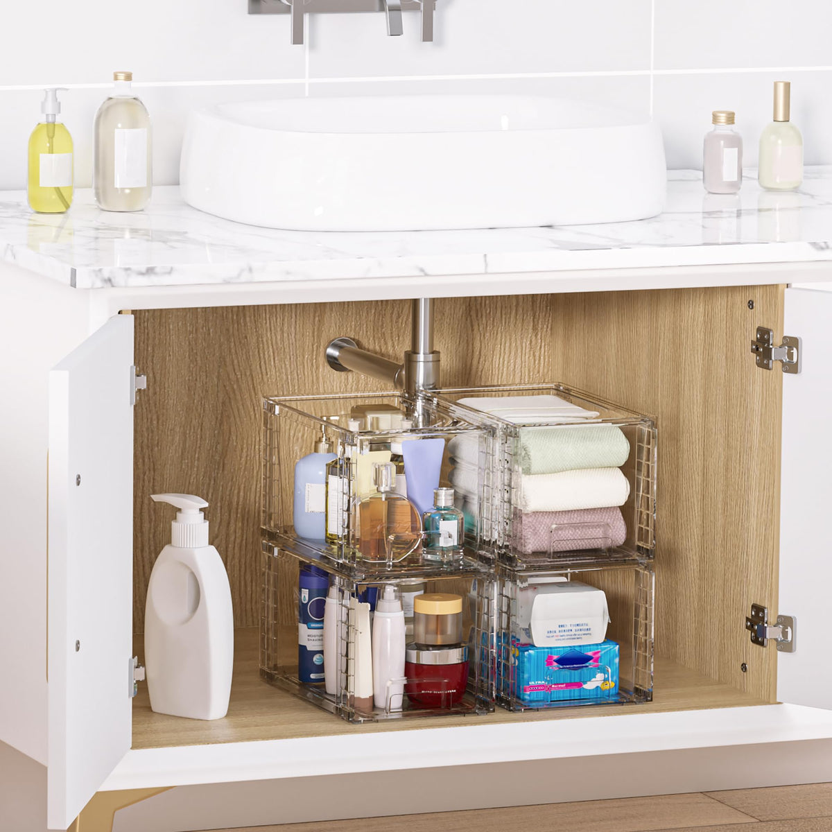 4 Pack Large Stackable Clear Storage Drawers U826032