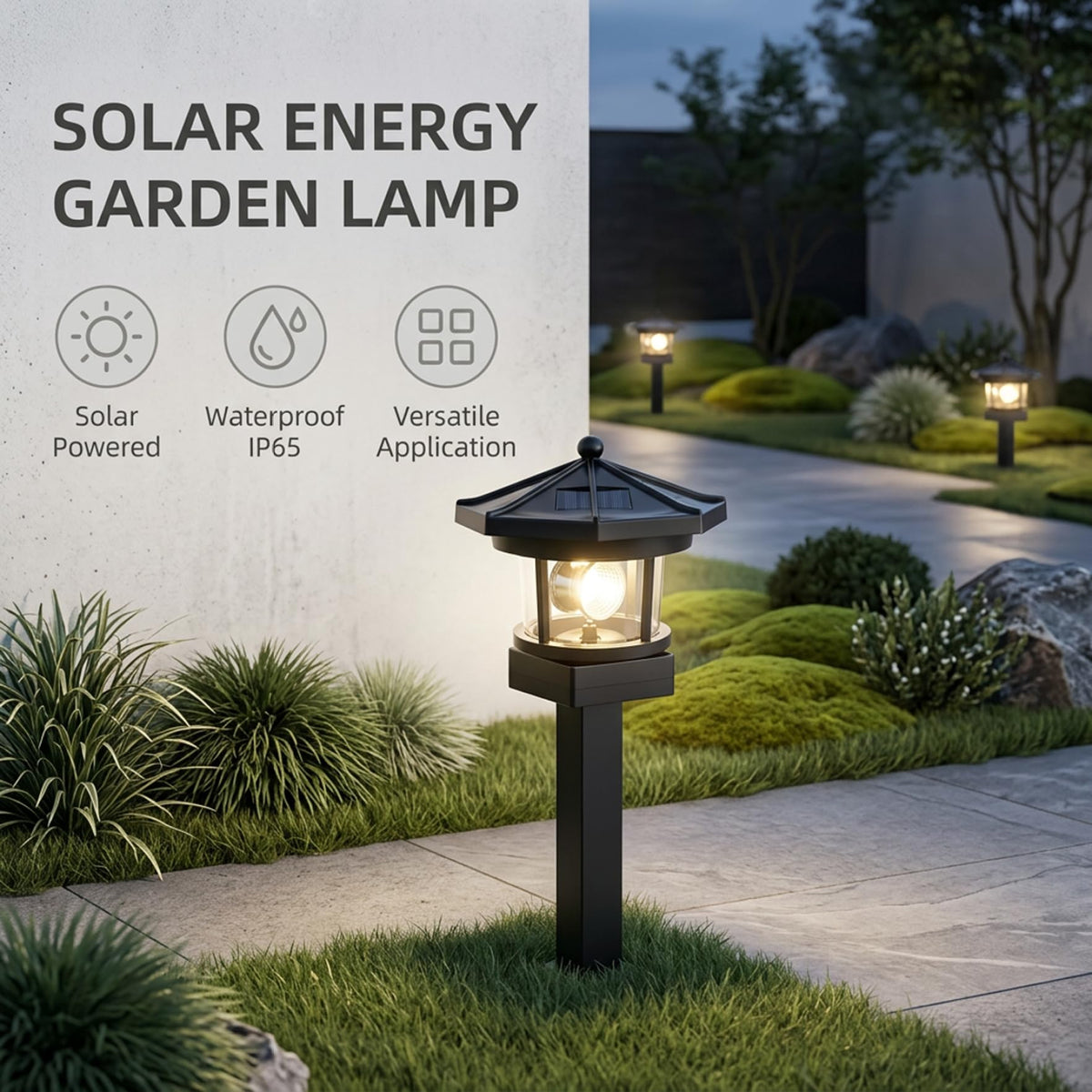 Black 2-Pack Rotating Solar Lighthouse S2255