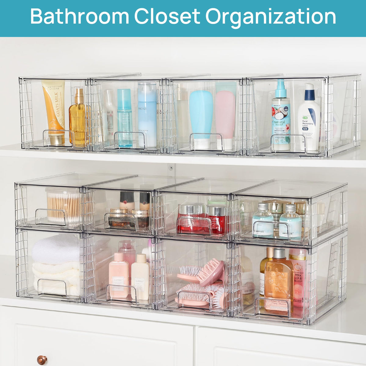 4 Pack Large Stackable Clear Storage Drawers U826032