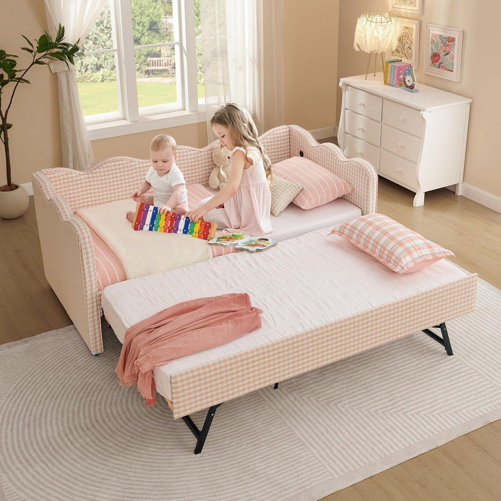 Twin to King Upholstered Daybed with Pop Up Trundle Bed B998922