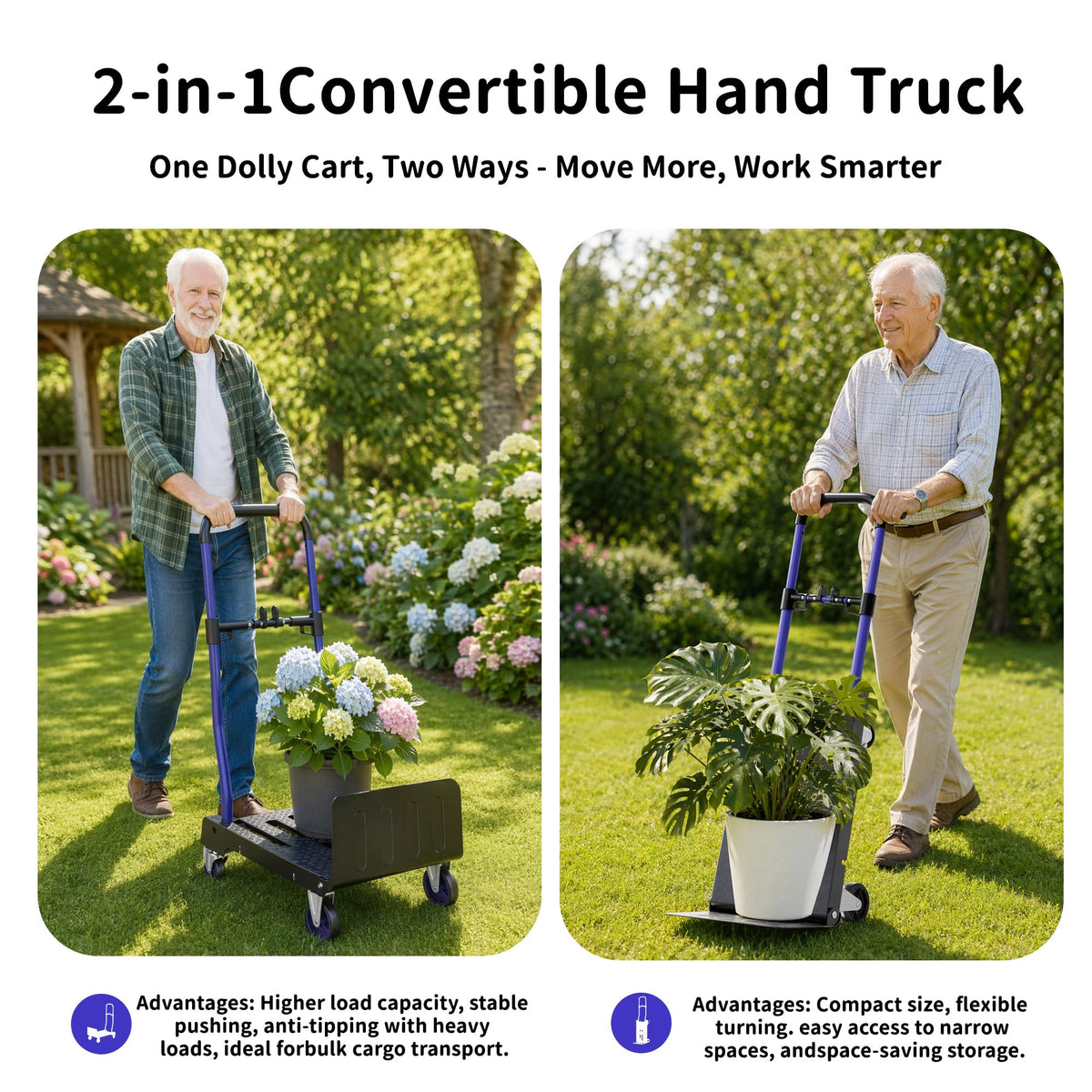 3-in-1 Folding Hand Truck 330lbs Portable Dolly Cart with Adjustable Handle J12195