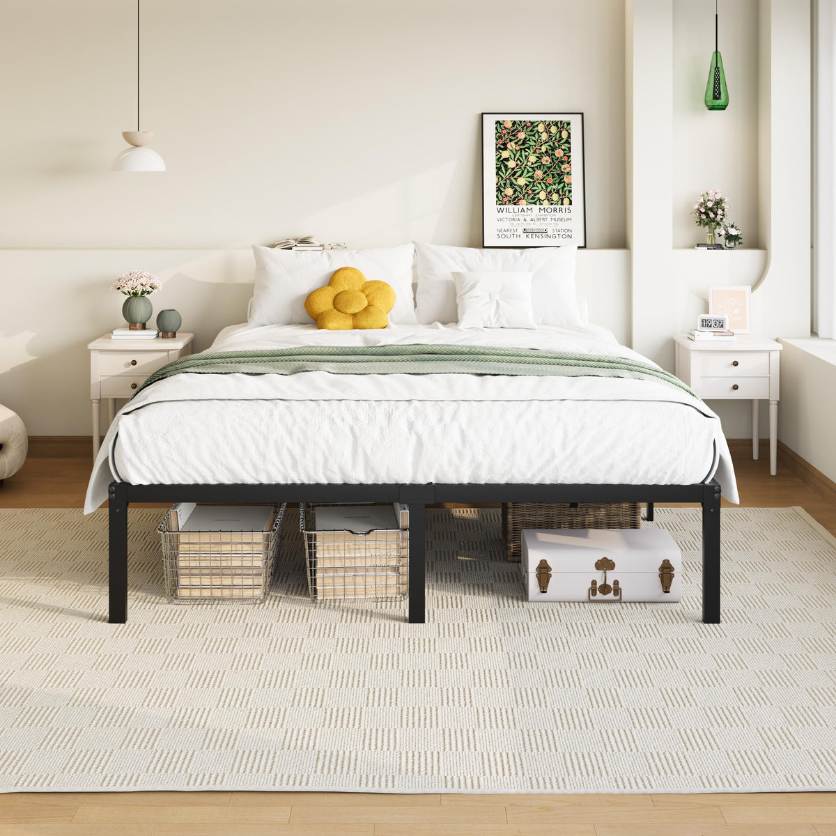Queen 14 inch Metal Bed Frame with Storage Space G2456
