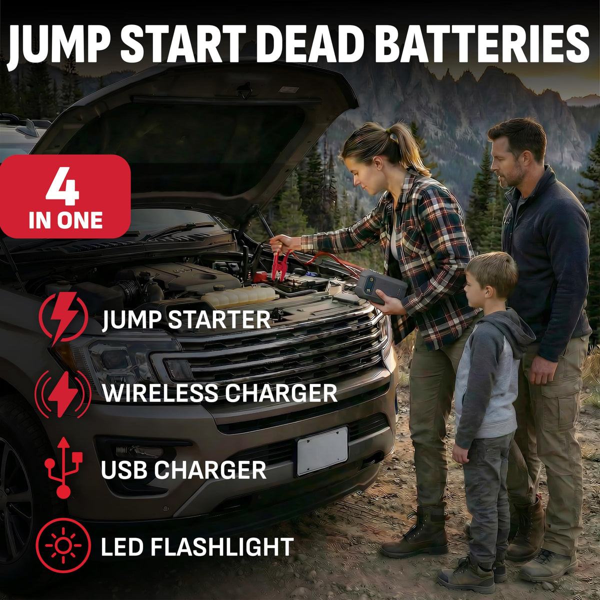 Portable Car Battery Jump Starter & Power Bank Z986