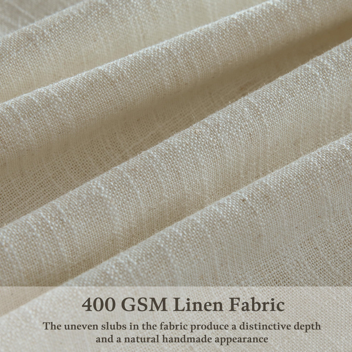 Beige Linen Pleated Light Filtering Curtains J9743