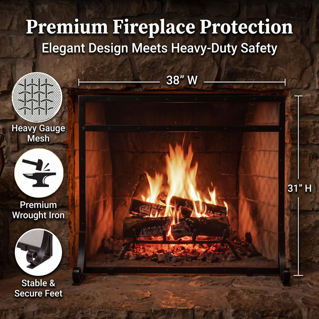 Black Metal Fireplace Screen H815
