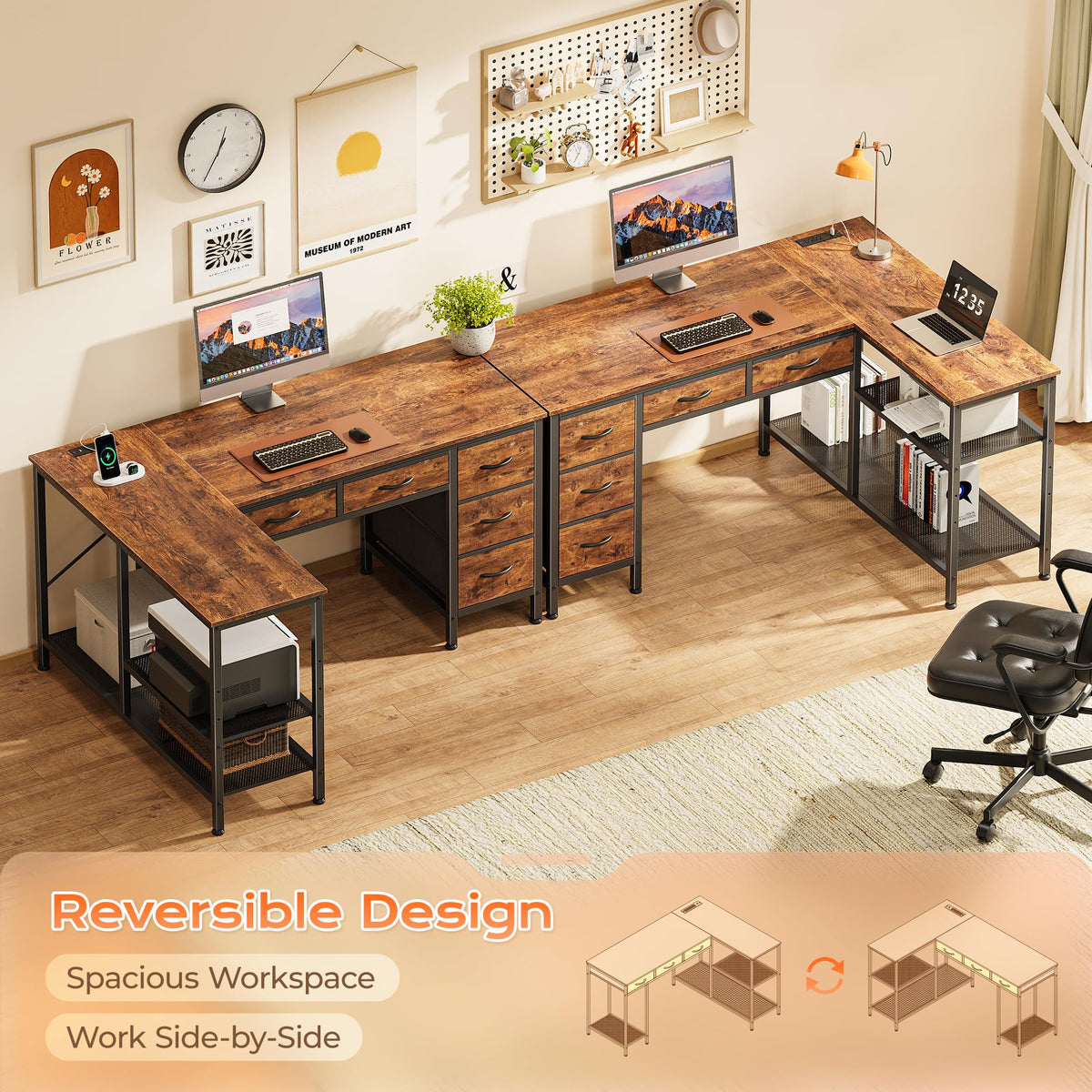 47 Inch L Shaped Desk with Power Outlets Z805