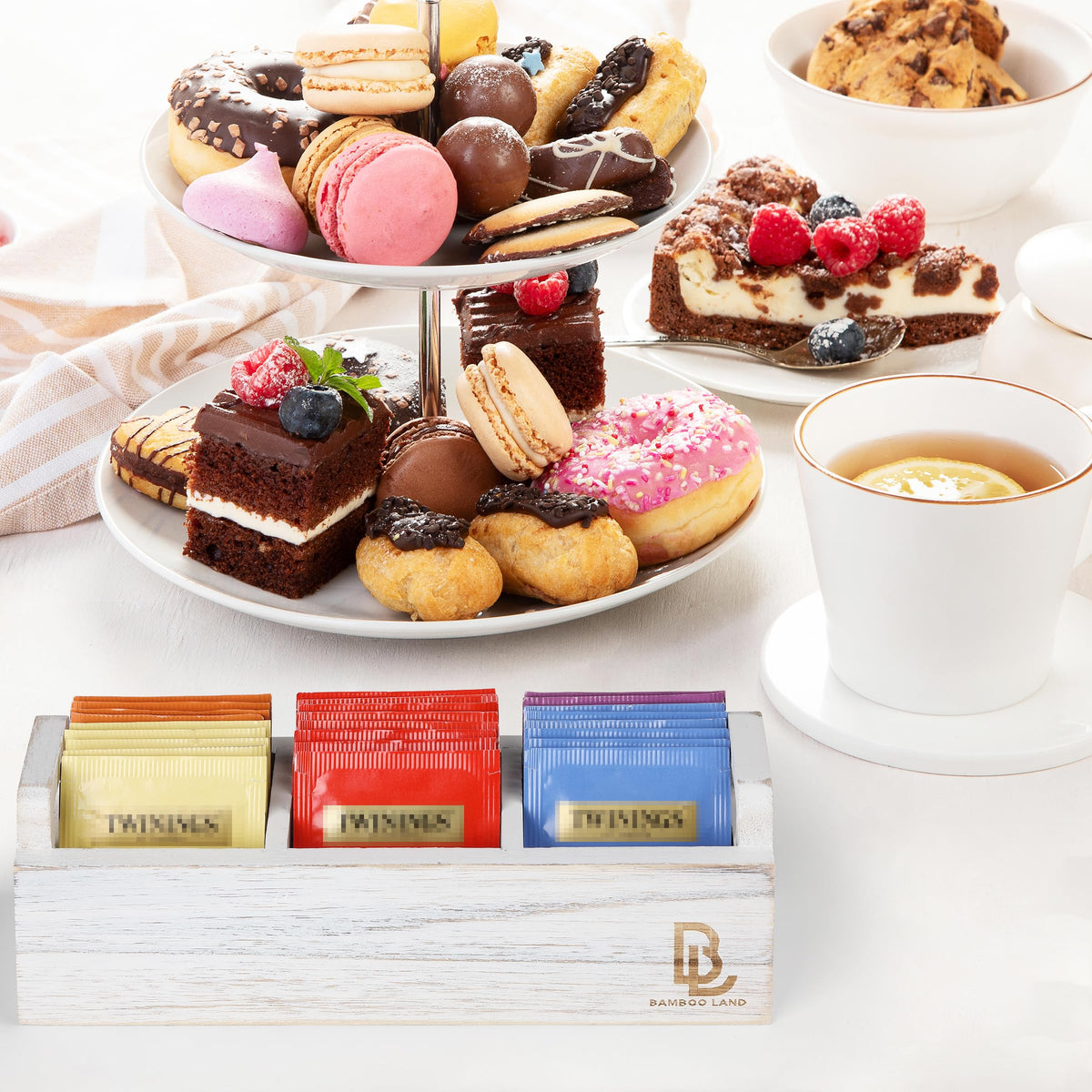 Wooden 3 Slot Tea Bag Organizer E6361