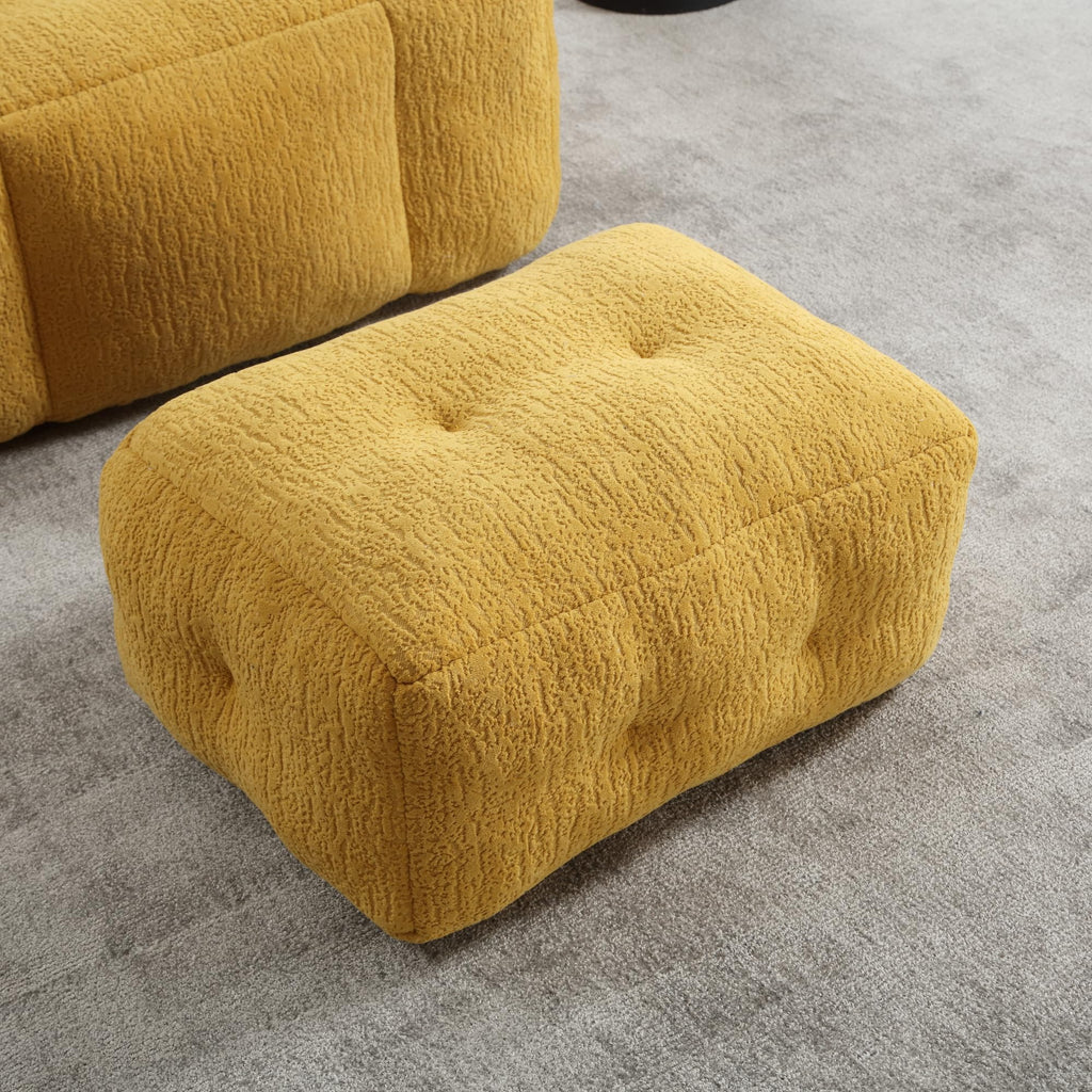 Yellow Memory Foam Bean Bag Chair with Ottoman W9054