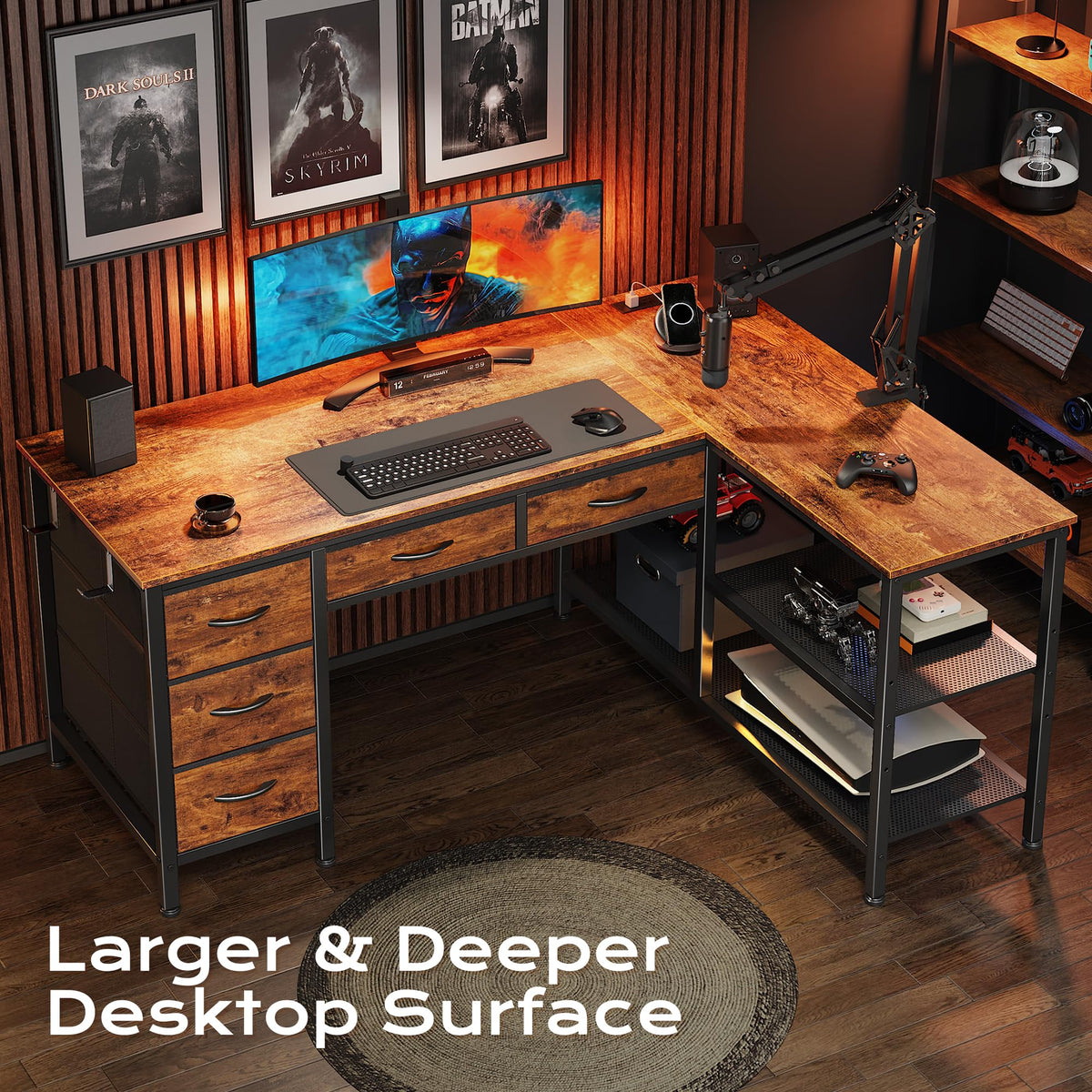 47 Inch L Shaped Desk with Power Outlets Z805