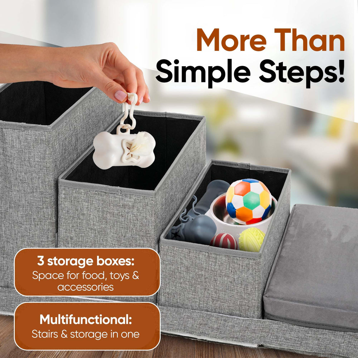 Foldable Pet Stairs with Storage J555
