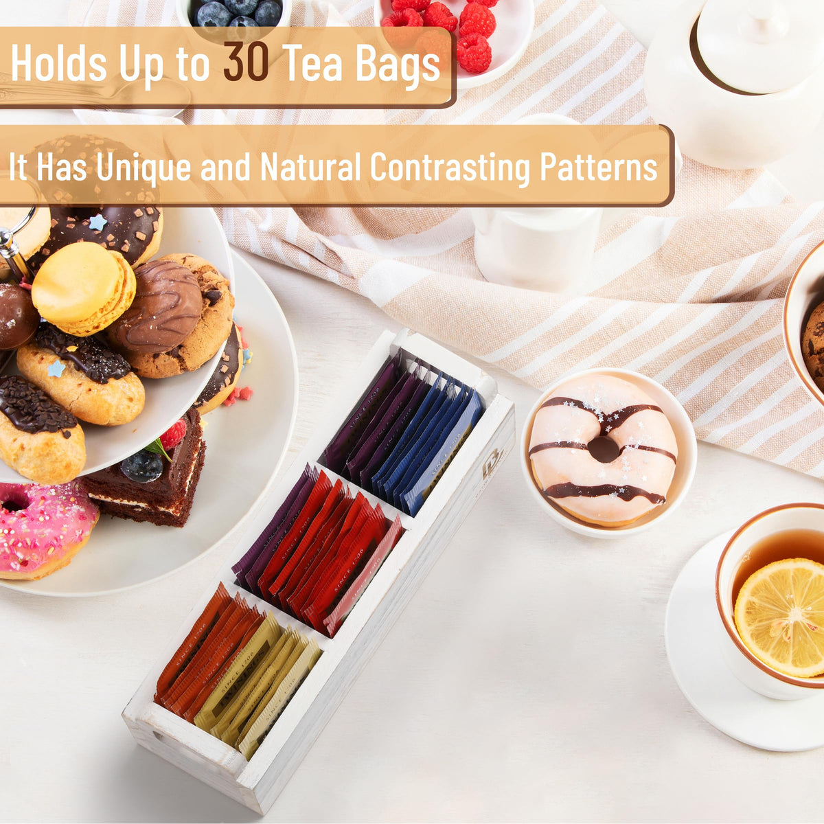 Wooden 3 Slot Tea Bag Organizer E6361