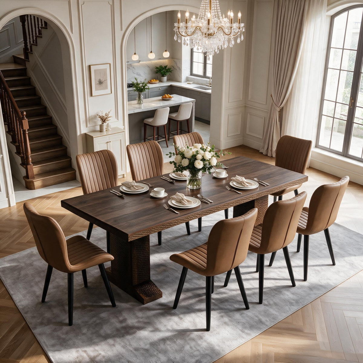 Extendable Dining Table Set for 8 E57538
